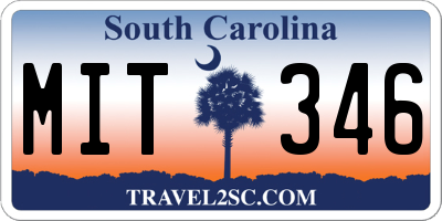 SC license plate MIT346