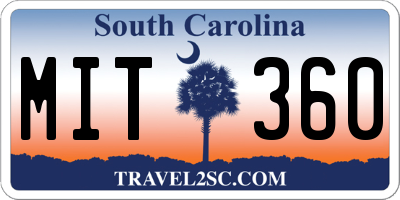 SC license plate MIT360