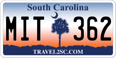 SC license plate MIT362