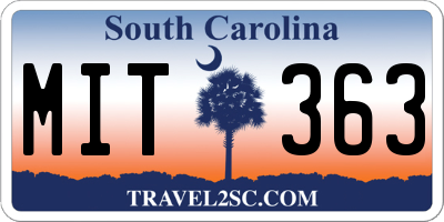 SC license plate MIT363