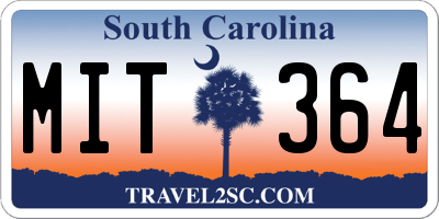 SC license plate MIT364