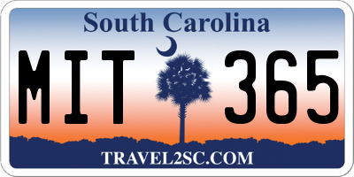 SC license plate MIT365