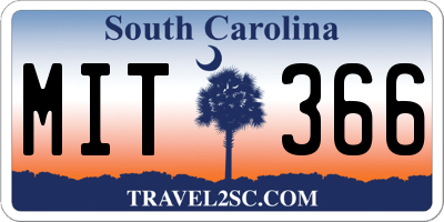 SC license plate MIT366