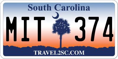 SC license plate MIT374
