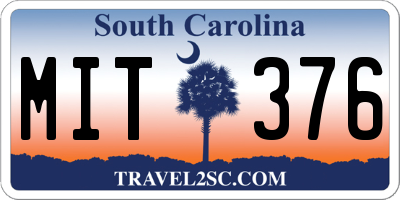 SC license plate MIT376