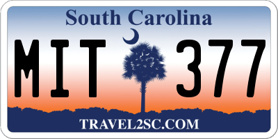SC license plate MIT377