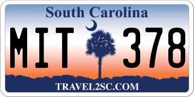 SC license plate MIT378