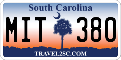 SC license plate MIT380