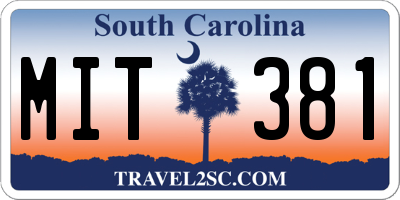 SC license plate MIT381