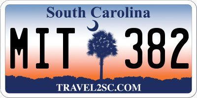 SC license plate MIT382