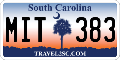 SC license plate MIT383