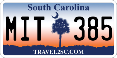 SC license plate MIT385