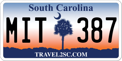 SC license plate MIT387