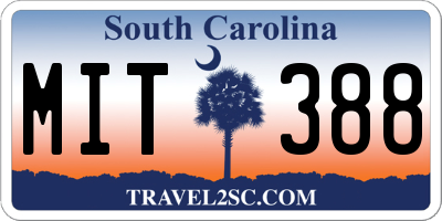 SC license plate MIT388