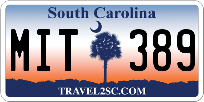 SC license plate MIT389
