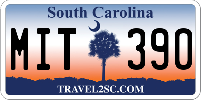 SC license plate MIT390