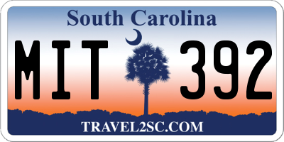 SC license plate MIT392