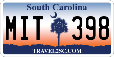 SC license plate MIT398