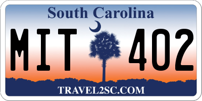 SC license plate MIT402