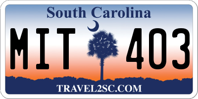 SC license plate MIT403