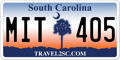SC license plate MIT405