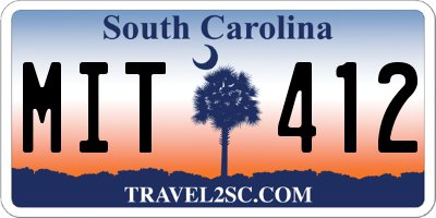 SC license plate MIT412