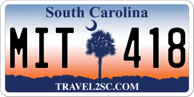 SC license plate MIT418