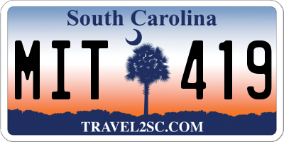SC license plate MIT419