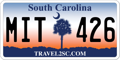SC license plate MIT426