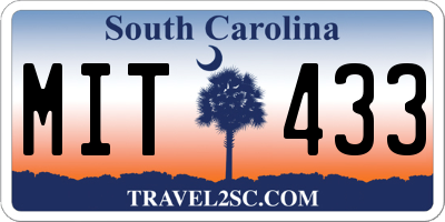 SC license plate MIT433
