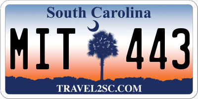 SC license plate MIT443
