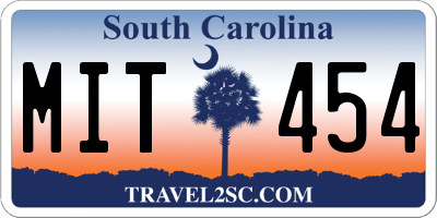 SC license plate MIT454