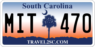 SC license plate MIT470