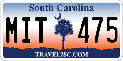 SC license plate MIT475