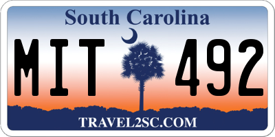 SC license plate MIT492