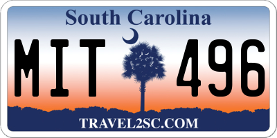 SC license plate MIT496
