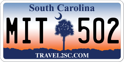 SC license plate MIT502
