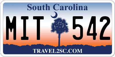 SC license plate MIT542