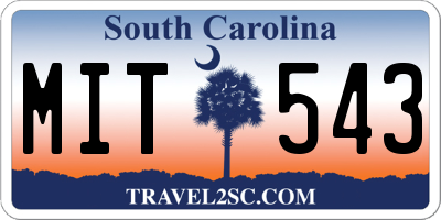 SC license plate MIT543