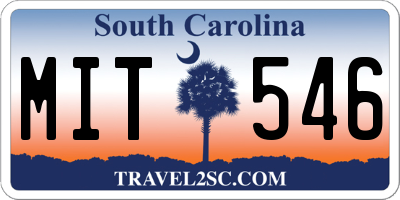 SC license plate MIT546