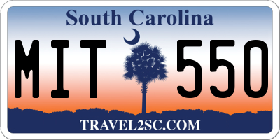 SC license plate MIT550