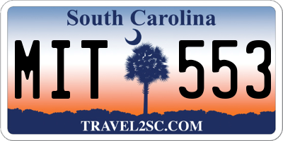 SC license plate MIT553