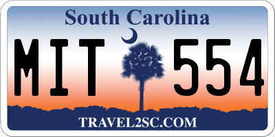 SC license plate MIT554