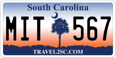 SC license plate MIT567