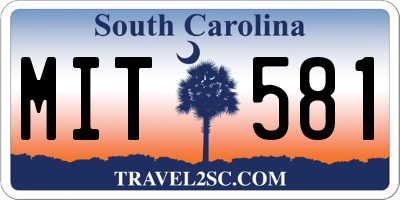 SC license plate MIT581