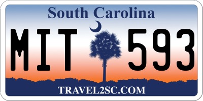 SC license plate MIT593