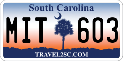 SC license plate MIT603