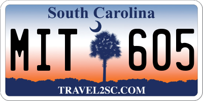 SC license plate MIT605