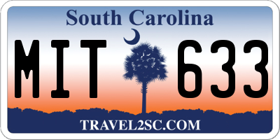 SC license plate MIT633