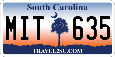 SC license plate MIT635
